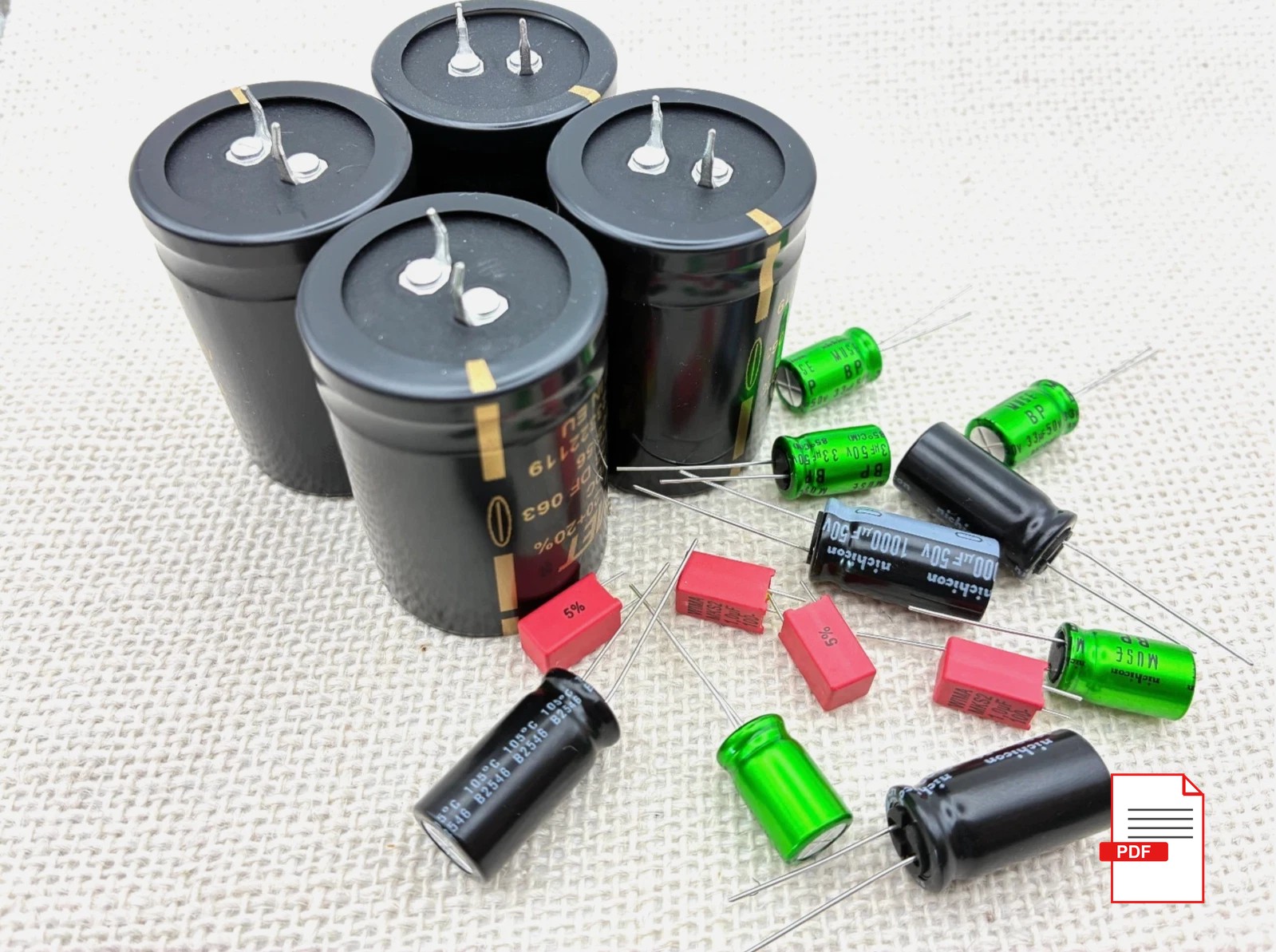 Complete set including filter capacitors + PDF instructions