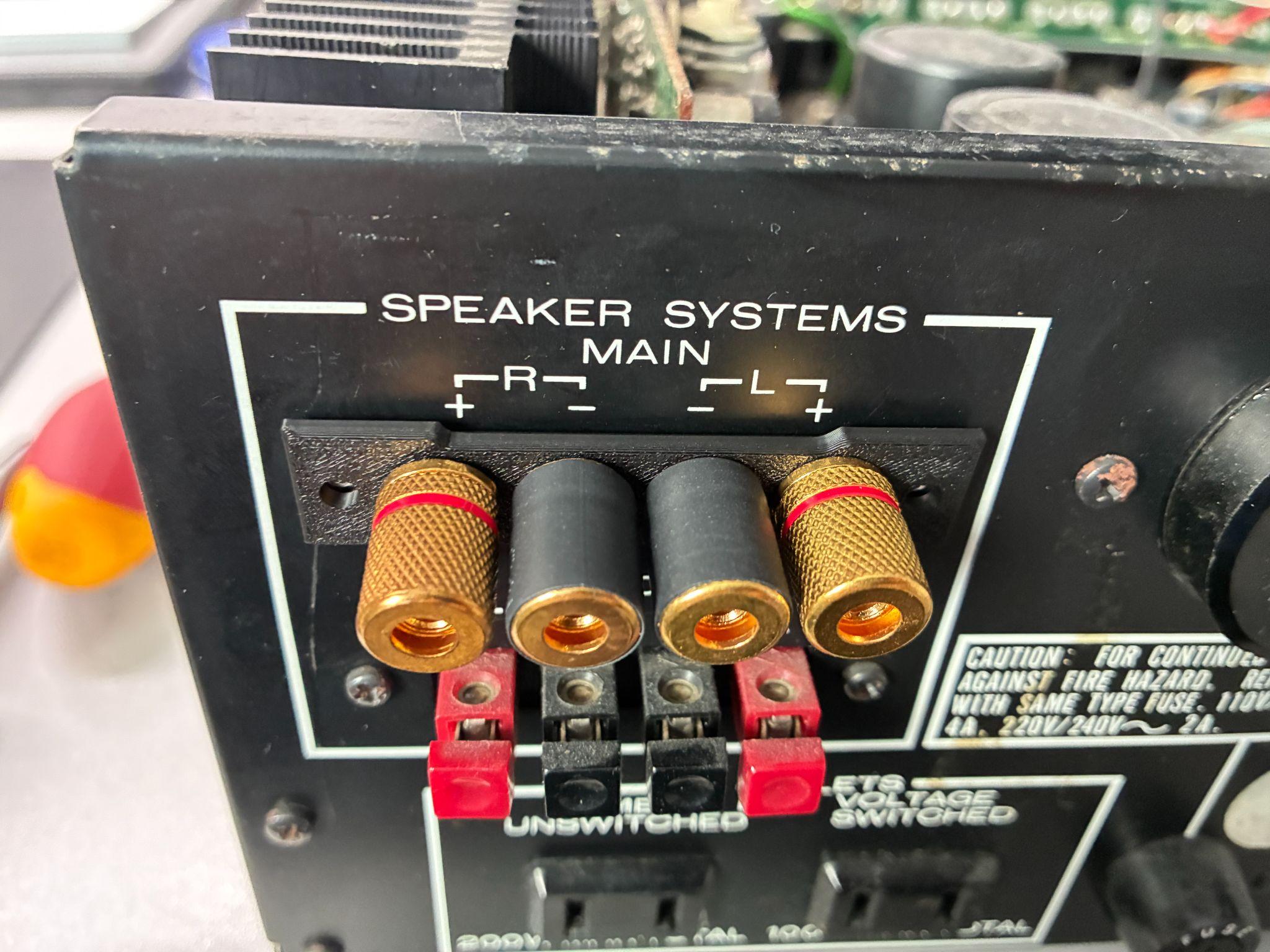 Finished installation — modern binding posts on the original Marantz rear panel